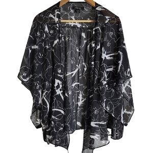 Style & Co. Black and White Floral Cardigan